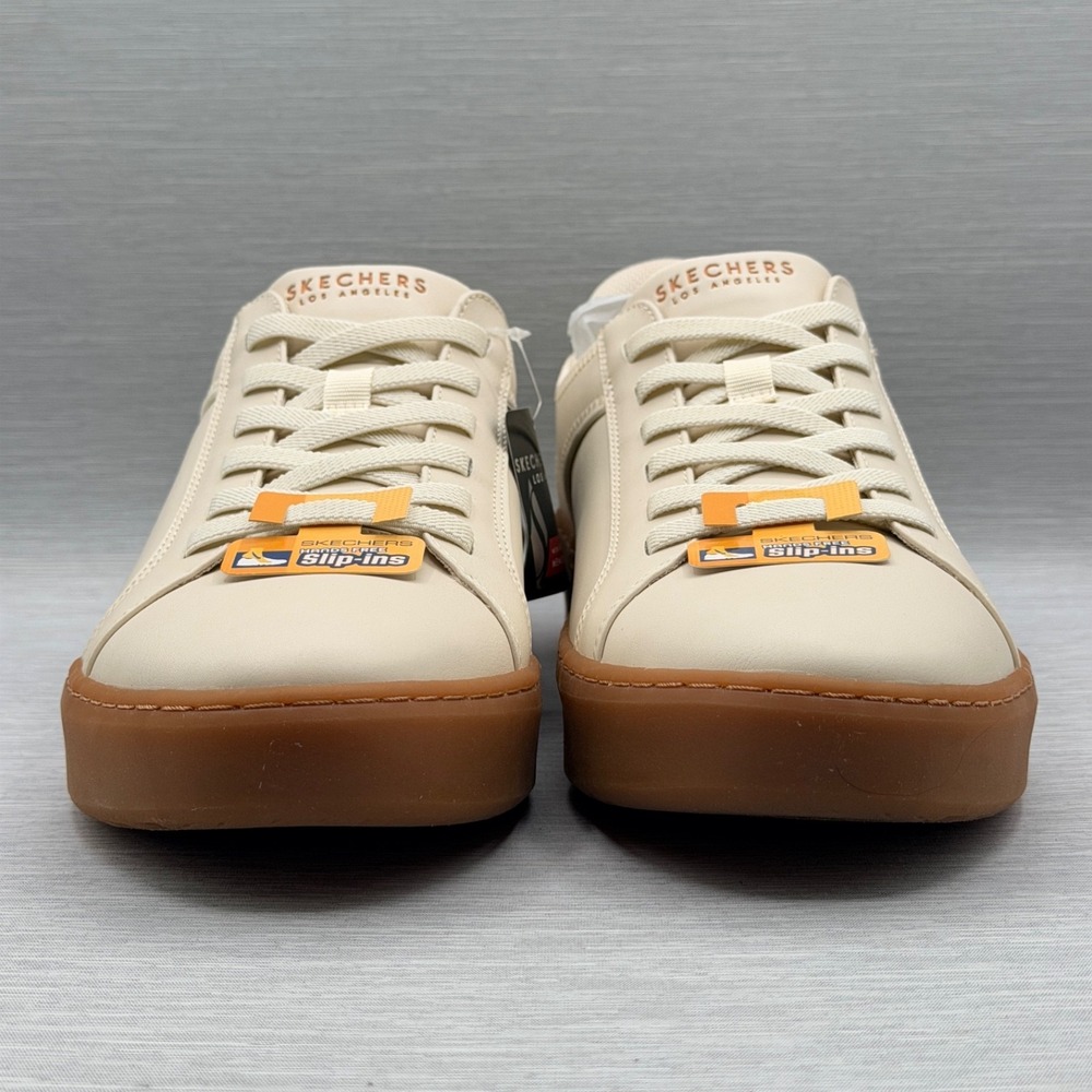 Skechers Men's 9.5 Shoes Cream Slip Ins Sneakers Gum Court Street LA 183177 - Picture 4 of 13